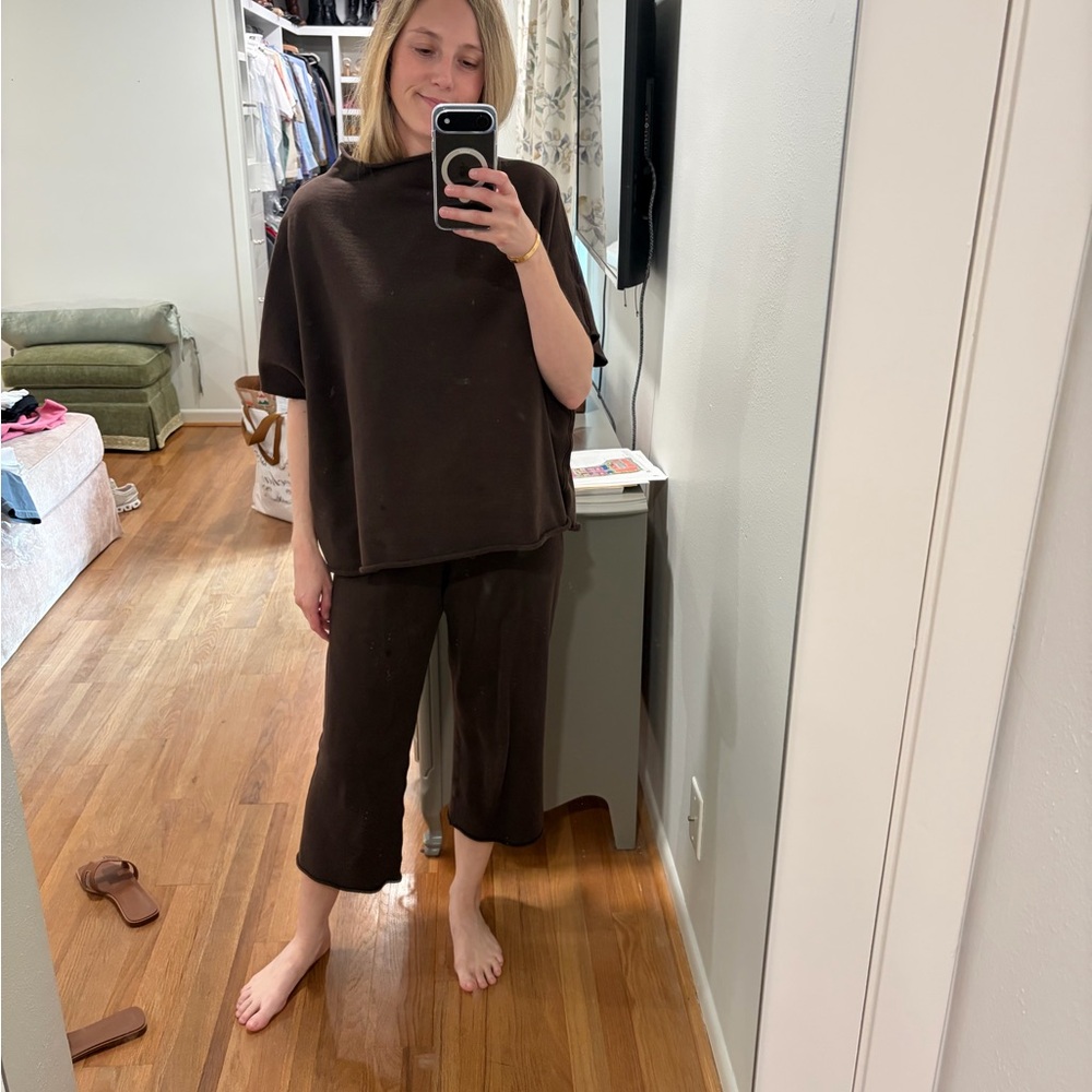Frank & Eileen Chocolate Brown Cropped Pants Set